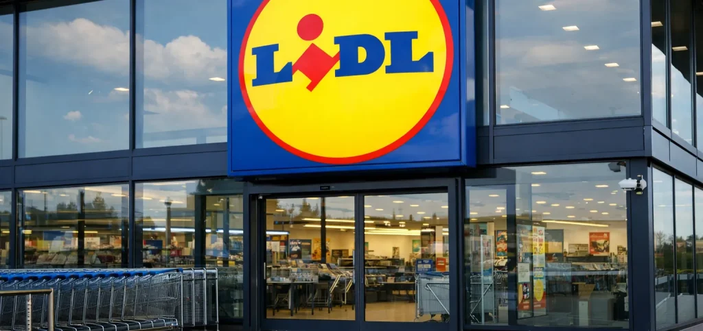 Gevel van Lidl supermarkt in Uden overdag