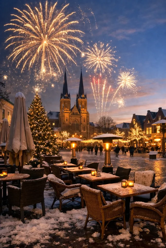 Feestelijke jaarwisseling in het centrum van Uden