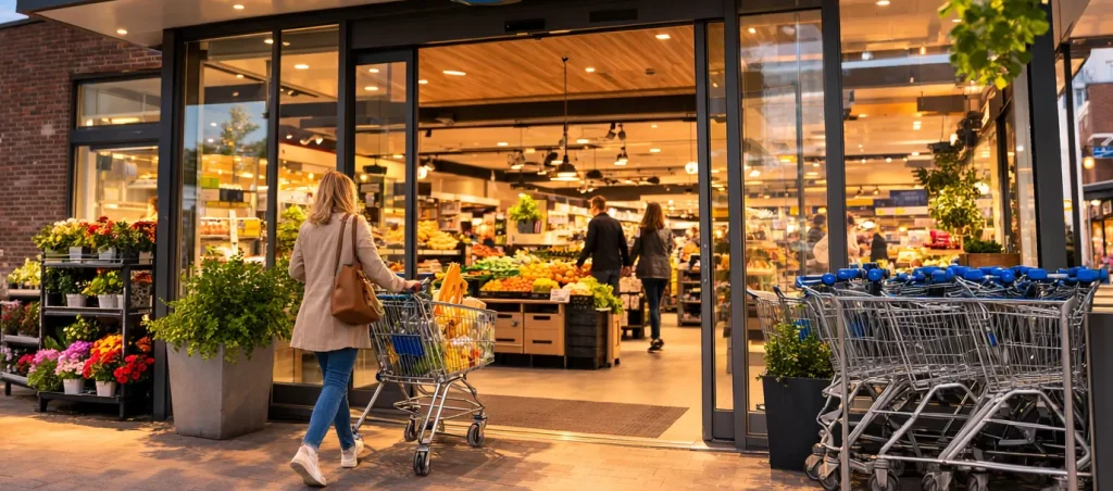 Ingang van winkelcentrum in Uden